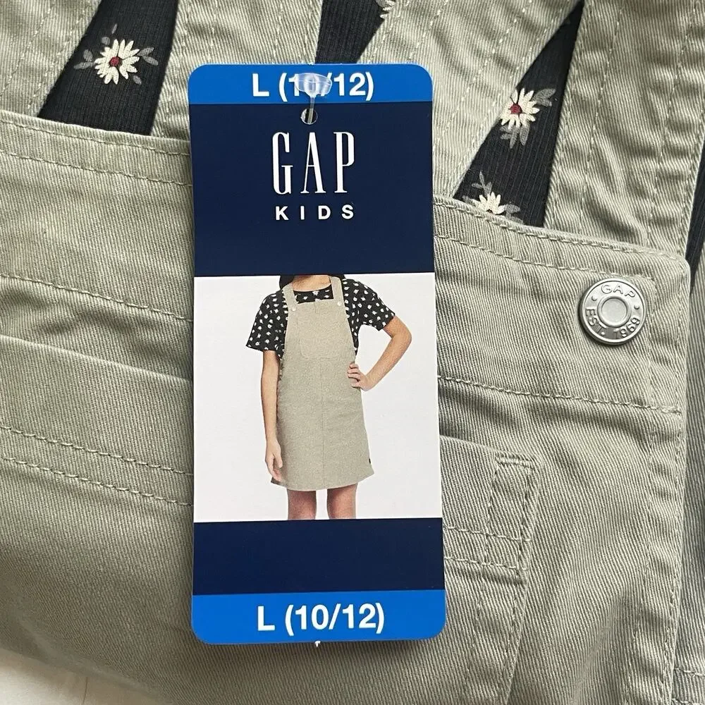 Gap‎ Kids Skirtall 2-Piece Chest Pocket Adjustable Straps Dress & Tee Set, Large